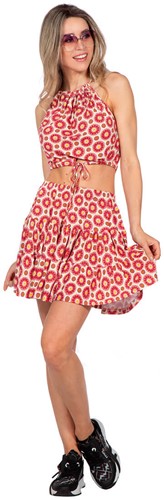 Festival Outfit Dames Red Flowers