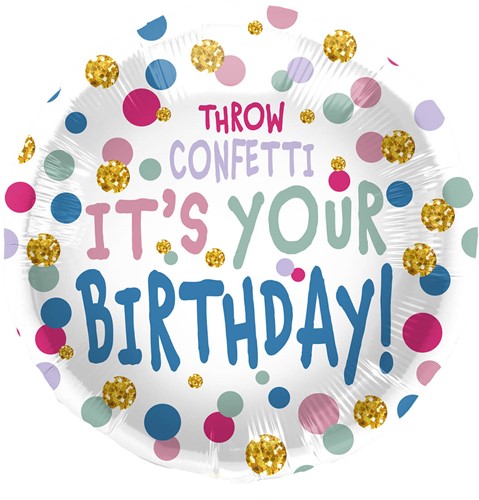 Folieballon Throw Confetti It's Your Birthday (45cm)